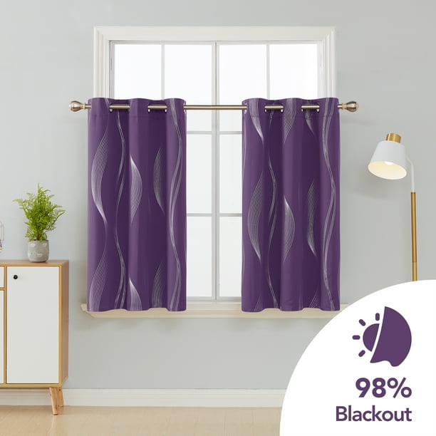 Deconovo Blackout Curtains Wave Foil Print Room Darkening Thermal Insulated Bedroom Curtains 42 by 63 Inch 2 Panels Grommet Window Curtain Pink